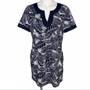 Brooks Brothers Navy Leaf Hawaiian Print Dress